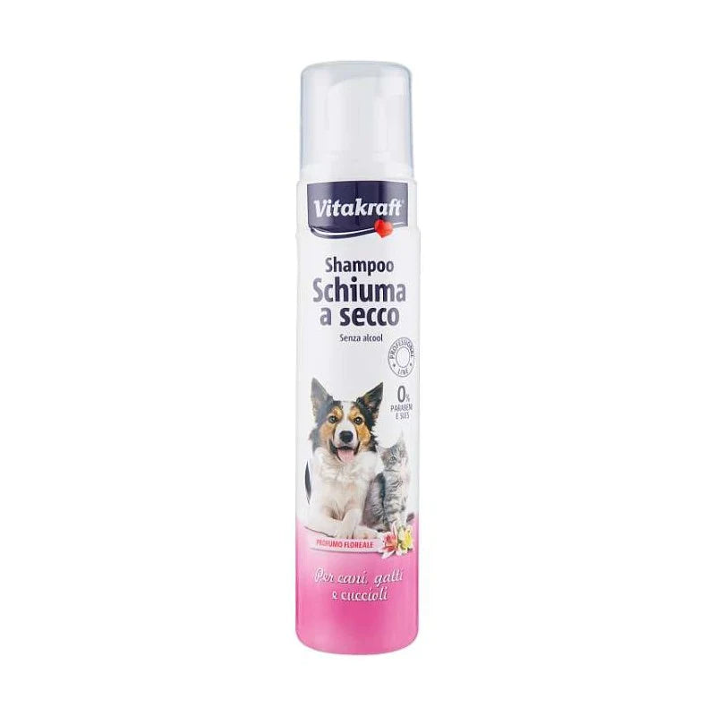 Vitakraft Shampoo schiuma a secco per cani e gatti 200ML Shampoo e balsamo per animali domestici